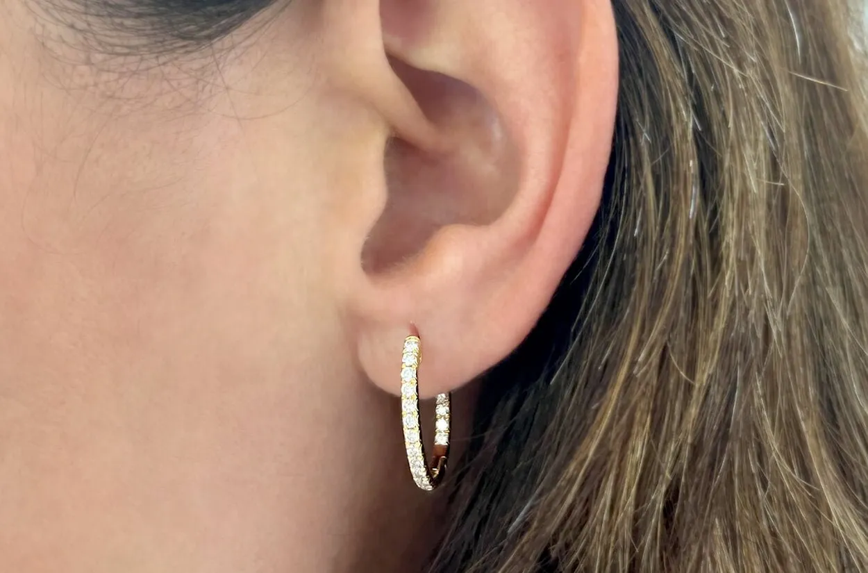 Earrings 18kt Gold Hoops & Inside Out Diamonds
