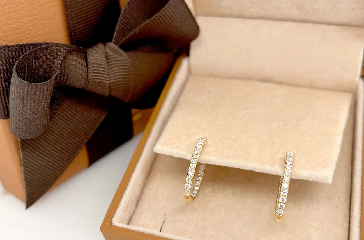 Earrings 18kt Gold Hoops & Inside Out Diamonds