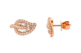 Earrings 18kt Gold Leaf & Diamonds Studs