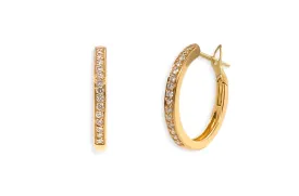 Earrings 18kt Gold Round Hoops & Diamonds