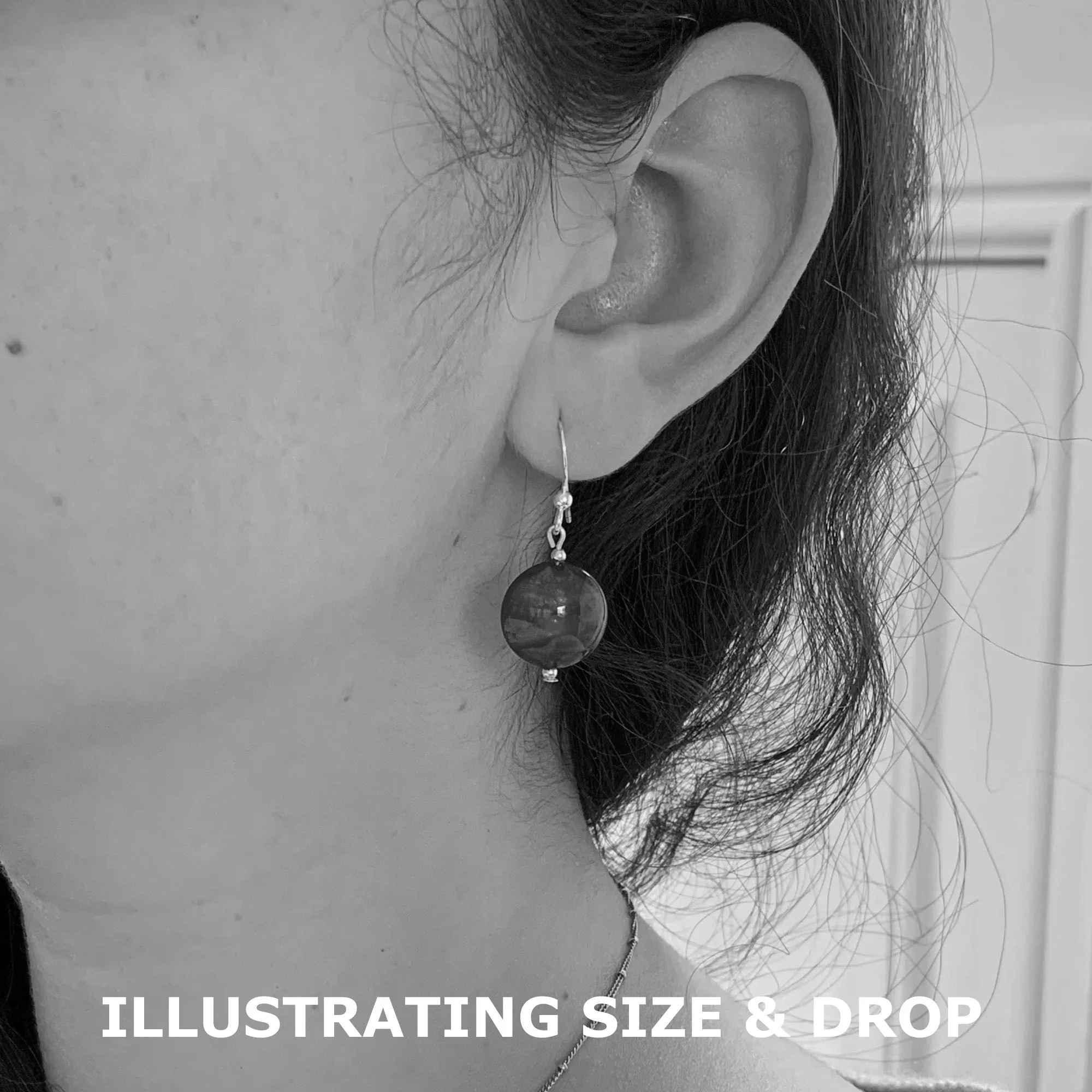 Earrings with green translucent and gold Murano glass small lentil drops on silver or gold