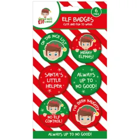 Elf Badges 6 Pack - Festive Lapel Pins for Holiday Cheer Christmas Accessories Stocking Fillers