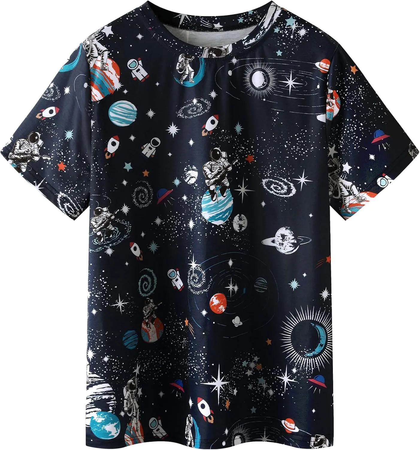 Ezcosplay Women Short Sleeve Space Shuttle Astronaut Universe Galaxy T-Shirt Graphic Shirt Casual Tee Tops