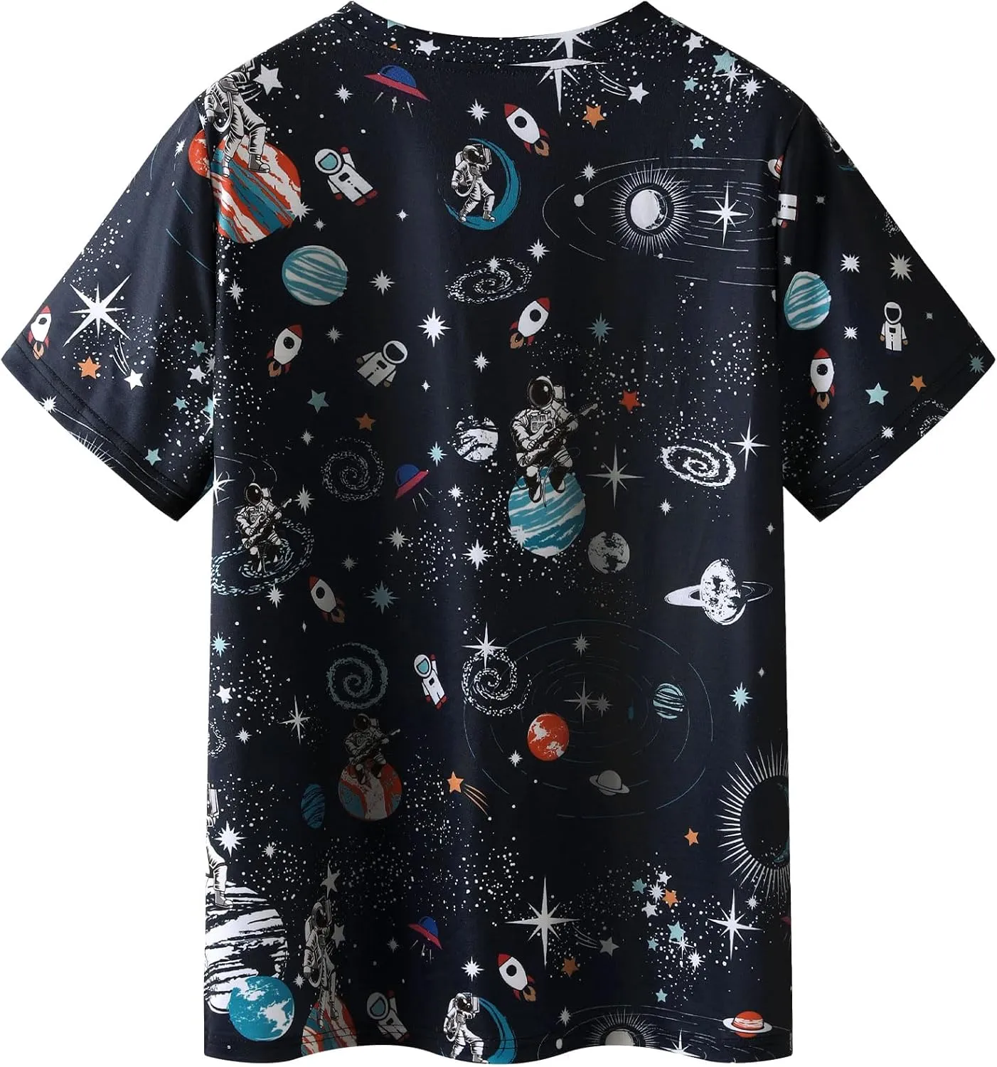 Ezcosplay Women Short Sleeve Space Shuttle Astronaut Universe Galaxy T-Shirt Graphic Shirt Casual Tee Tops
