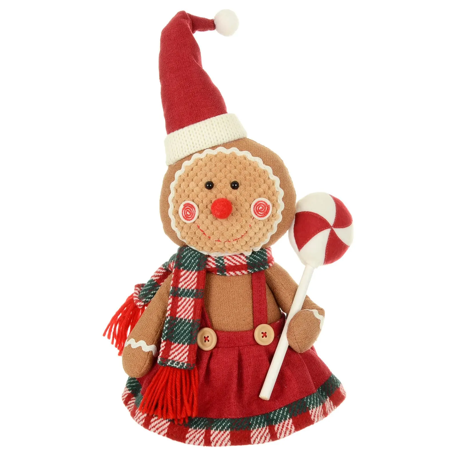 Fabric Gingerbread Figure With Sweet Christmas Decoration 34cm