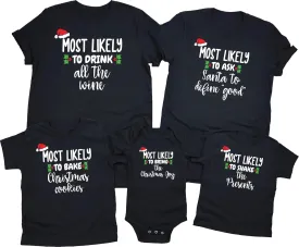 Family Matching Christmas Shirts | Funny Christmas T-Shirts | Most Likely To Shirts | Christmas Gifts | Christmas Tees | Matching Christmas