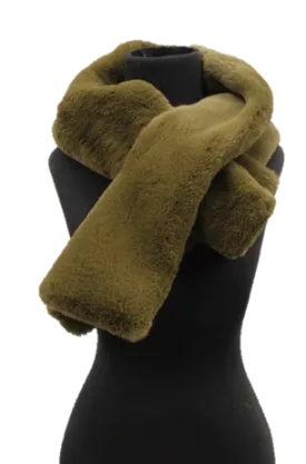 Faux Fur Pull Through Muffler - Olive
