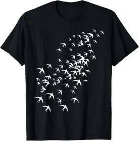 Flock of Flying Birds - Swarm of Swallows for Nature Lovers T-Shirt