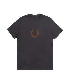 Flocked Laurel Wreath T-Shirt - Grey