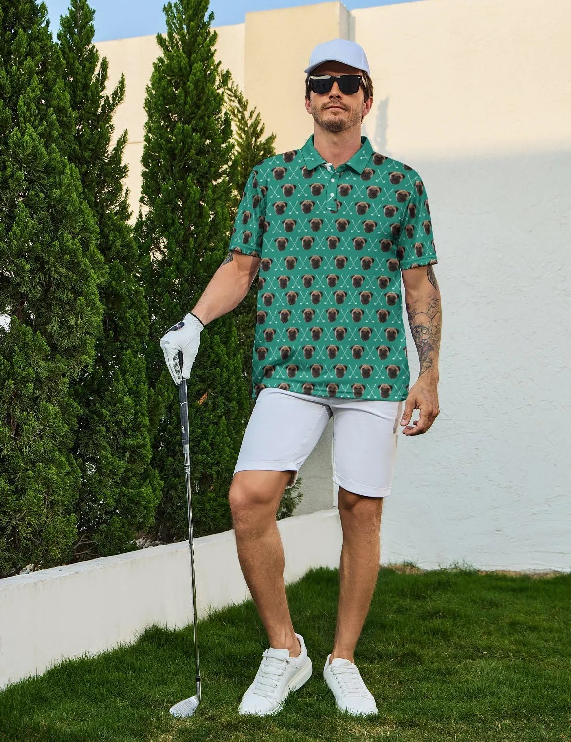 Funny Polo Shirt for Men Fashion Print Short Sleeve Golf Polos Shirts Quick Dry Performance Summer Shirt Golf Outfits