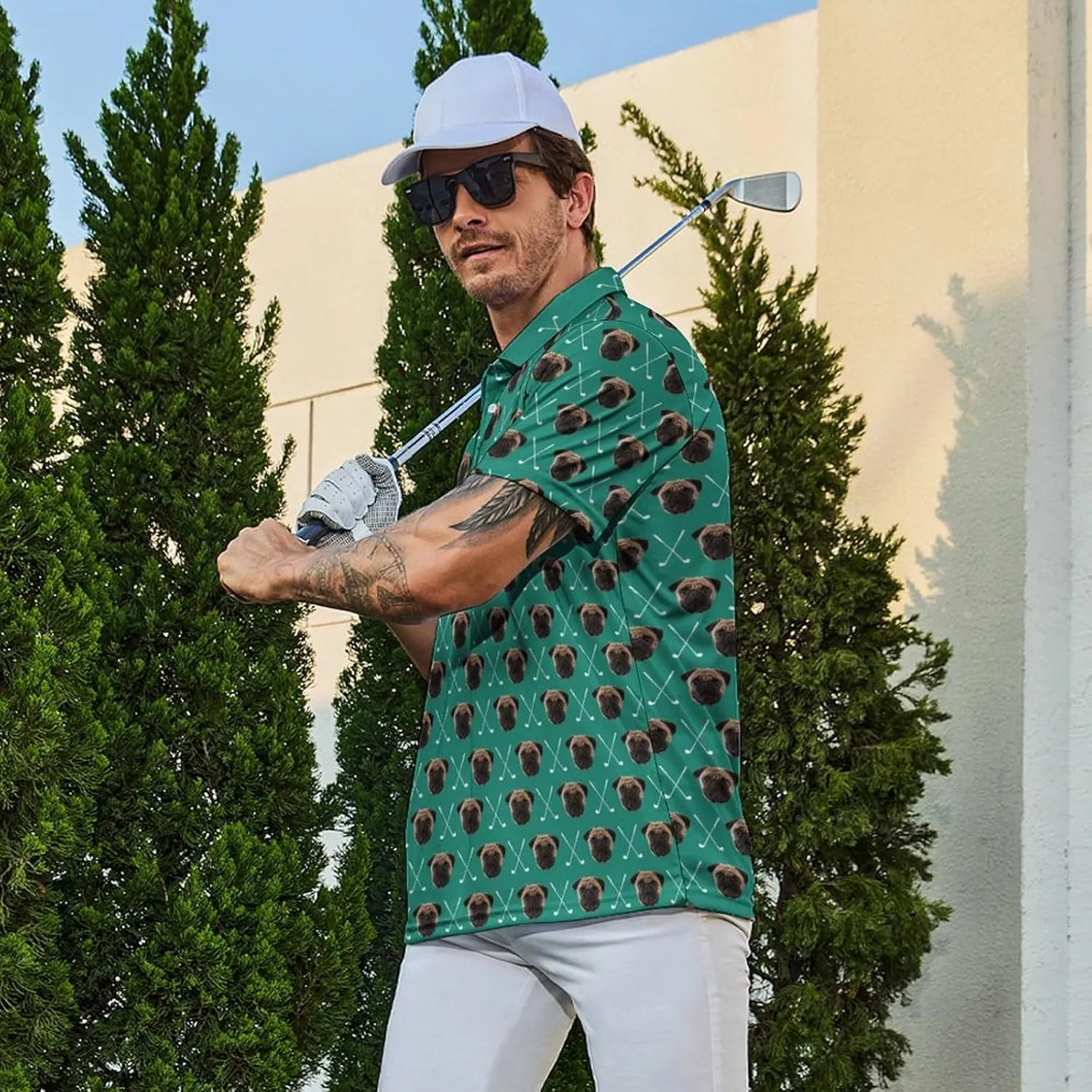 Funny Polo Shirt for Men Fashion Print Short Sleeve Golf Polos Shirts Quick Dry Performance Summer Shirt Golf Outfits