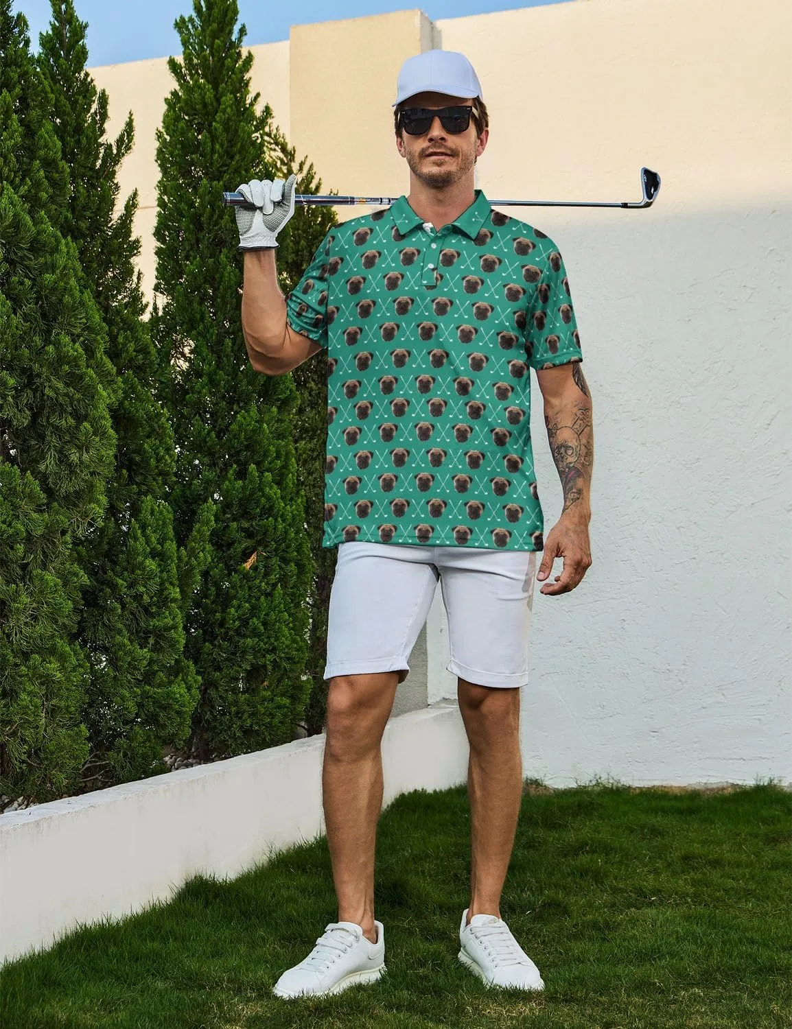 Funny Polo Shirt for Men Fashion Print Short Sleeve Golf Polos Shirts Quick Dry Performance Summer Shirt Golf Outfits