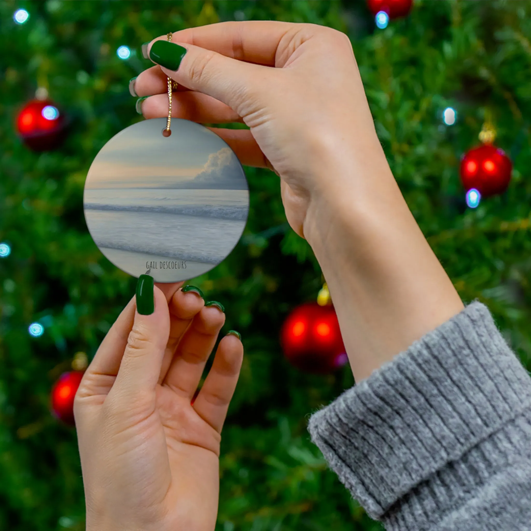 Gail Descoeur: "The Sea and the Sandpiper" - Holiday Ornament