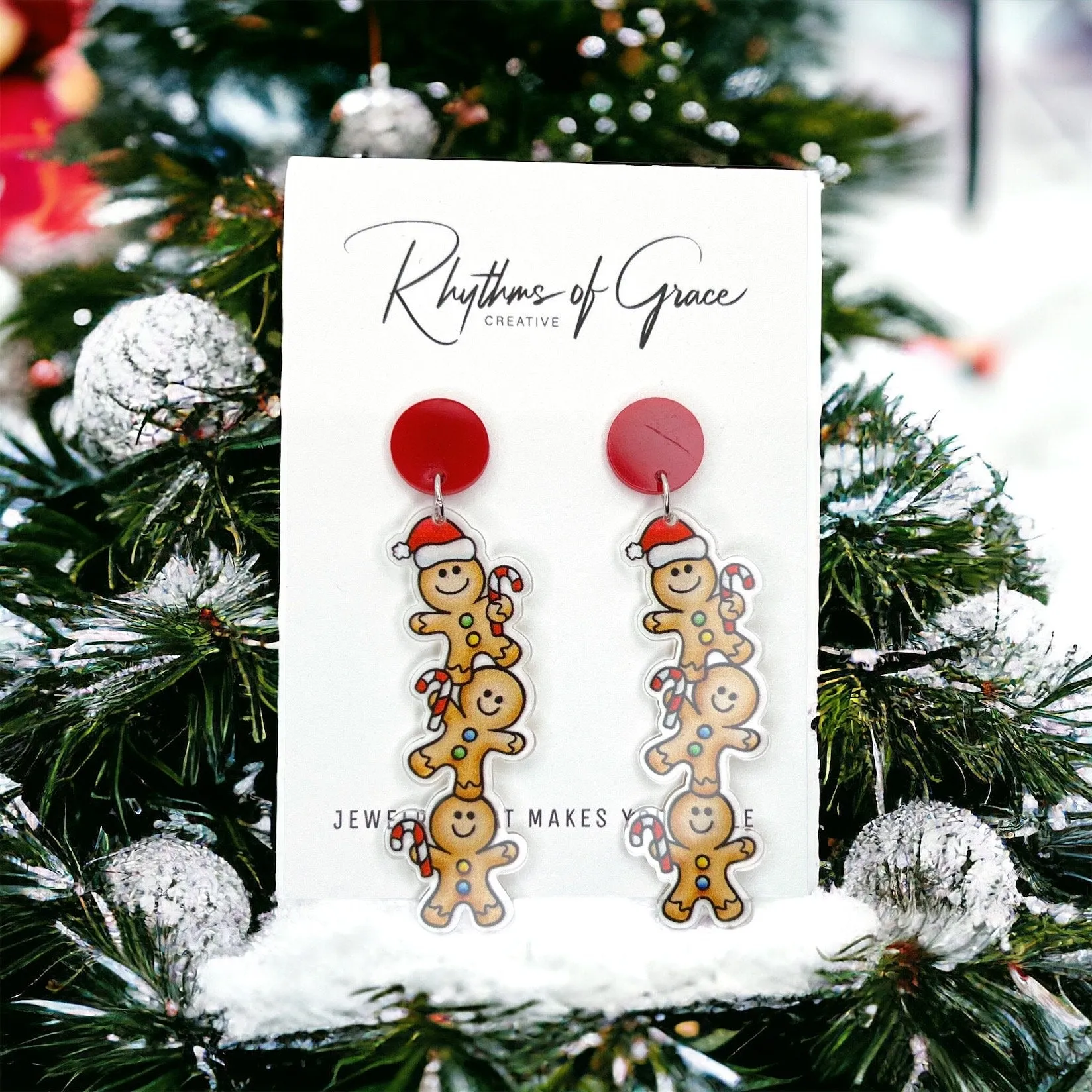 Gingerbread Men Earrings - Christmas Earrings, Gingerbread Earrings, Christmas Jewelry, Christmas Jewelry, Handmade Earrings
