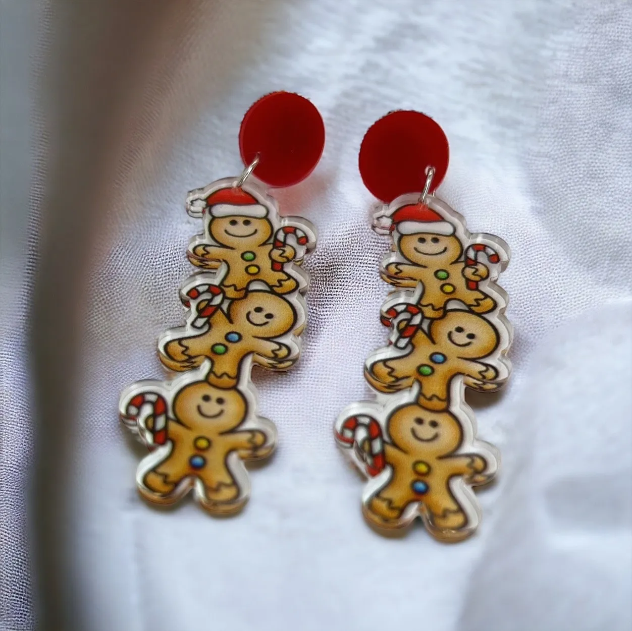Gingerbread Men Earrings - Christmas Earrings, Gingerbread Earrings, Christmas Jewelry, Christmas Jewelry, Handmade Earrings