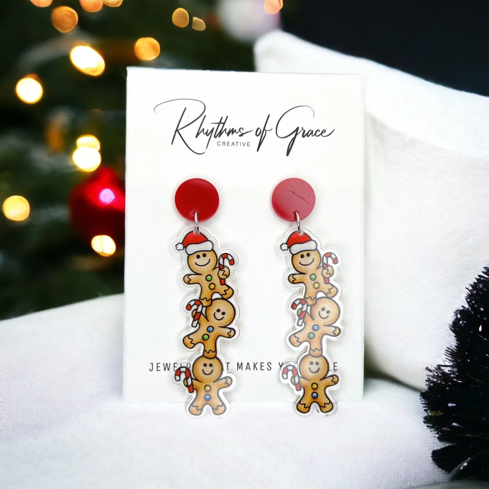 Gingerbread Men Earrings - Christmas Earrings, Gingerbread Earrings, Christmas Jewelry, Christmas Jewelry, Handmade Earrings