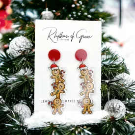 Gingerbread Men Earrings - Christmas Earrings, Gingerbread Earrings, Christmas Jewelry, Christmas Jewelry, Handmade Earrings