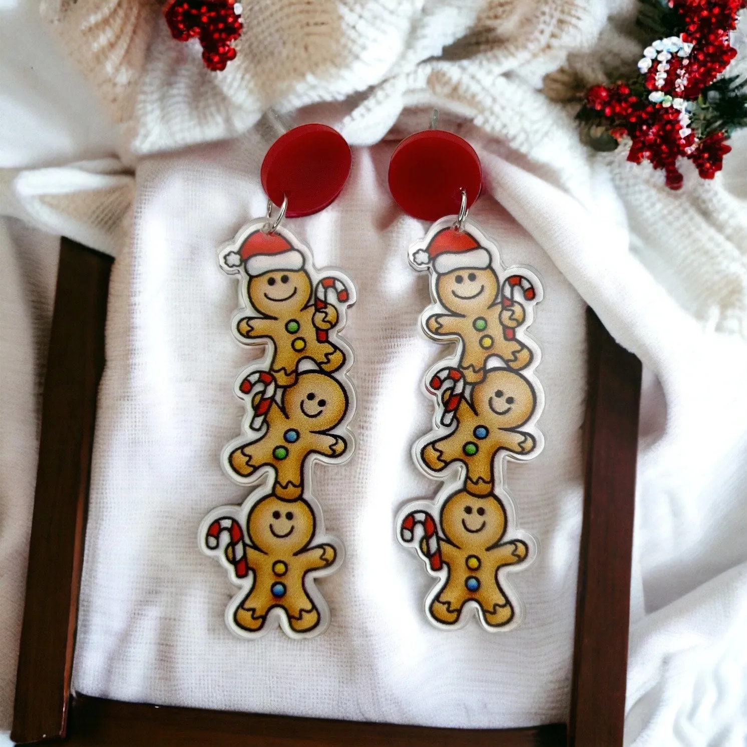 Gingerbread Men Earrings - Christmas Earrings, Gingerbread Earrings, Christmas Jewelry, Christmas Jewelry, Handmade Earrings