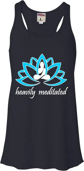 Go All Out Womens Heavily Meditated Funny Mindfulness Yoga Sleeveless Tank Top T-Shirt