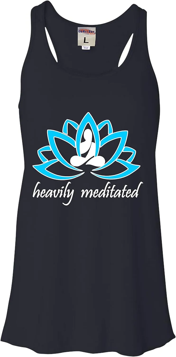 Go All Out Womens Heavily Meditated Funny Mindfulness Yoga Sleeveless Tank Top T-Shirt