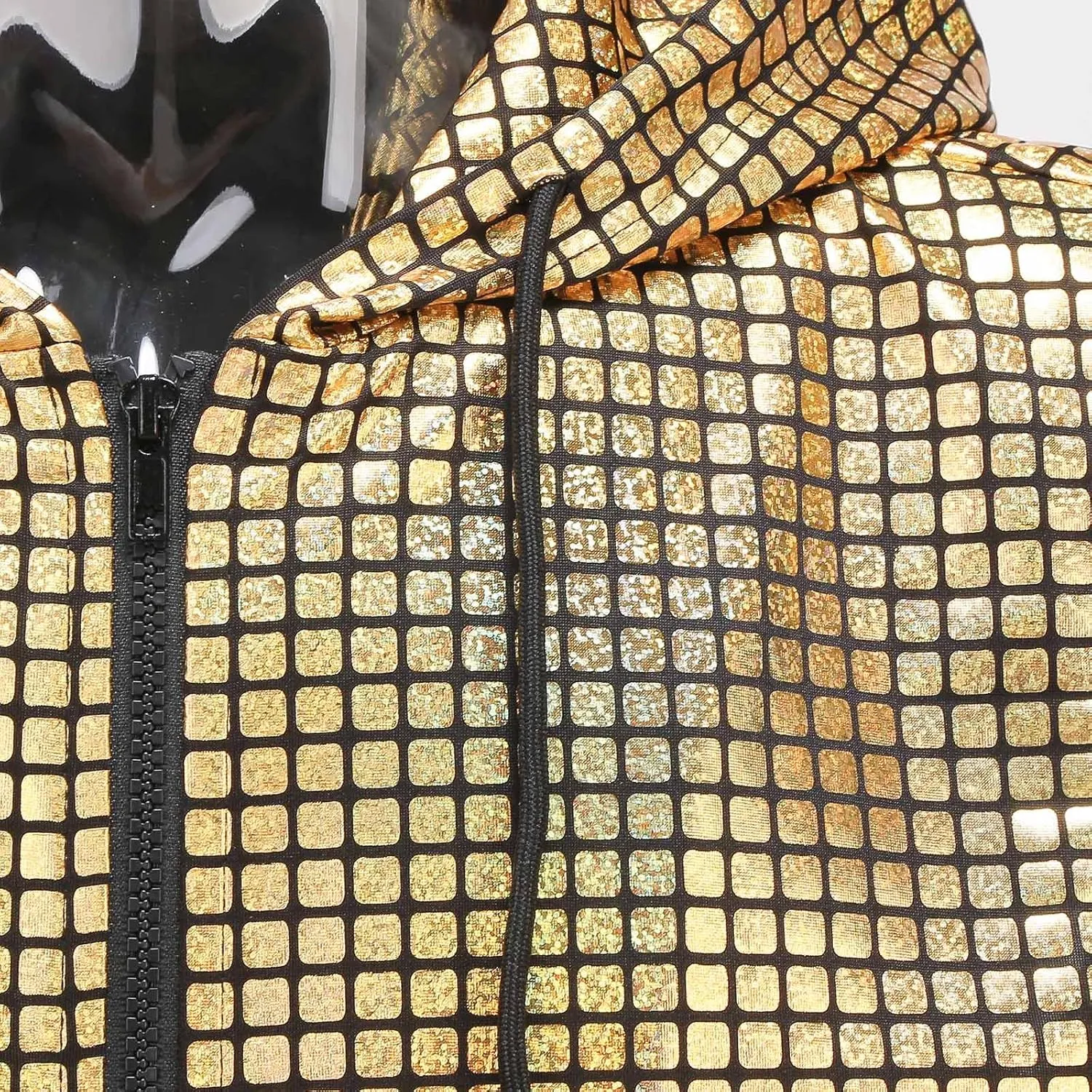 GRAJTCIN Metallic Sleeveless Hooded Vest for Men Zip Up Disco Vest Metallic Shirts