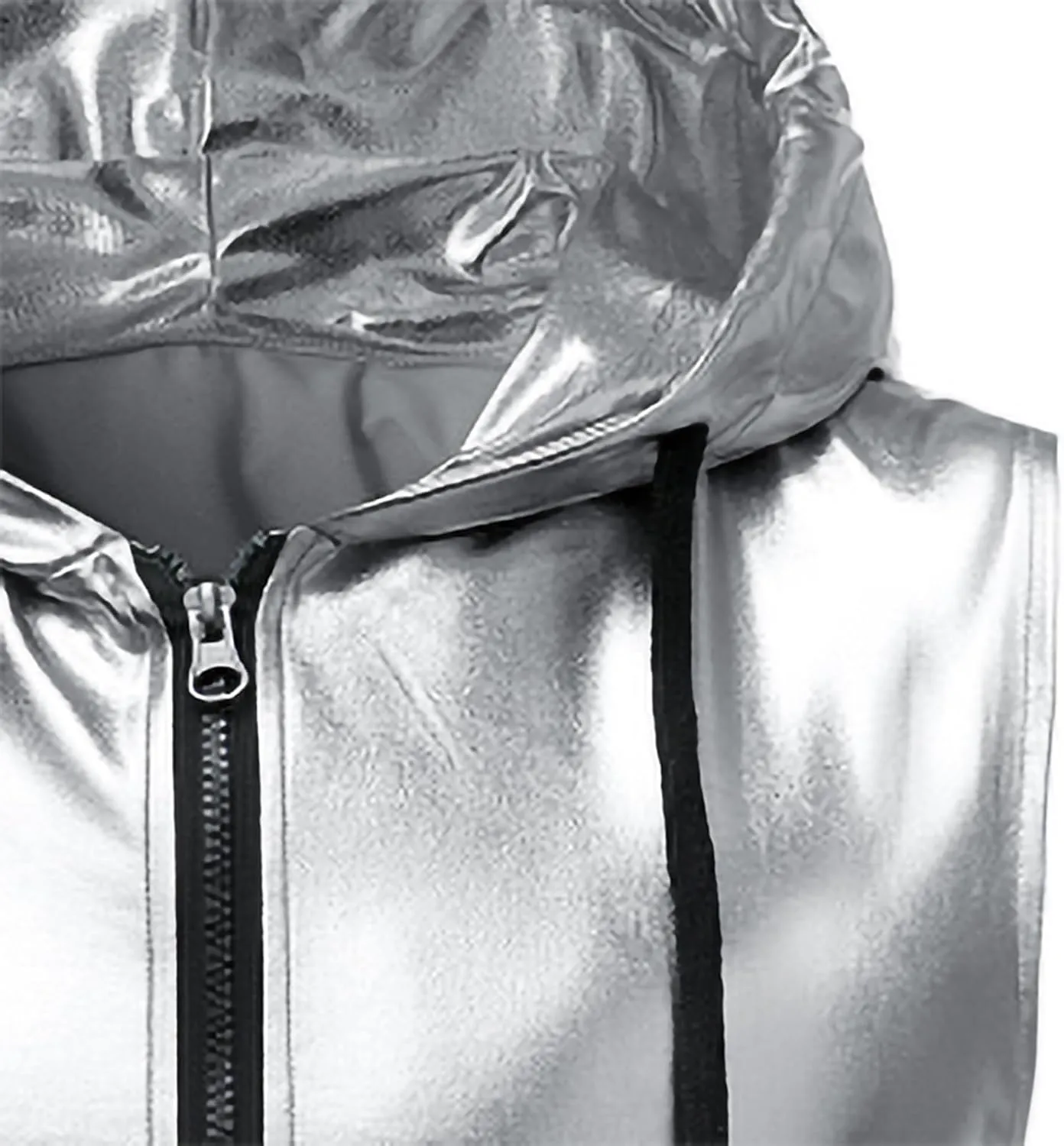 GRAJTCIN Metallic Sleeveless Hooded Vest for Men Zip Up Disco Vest Metallic Shirts