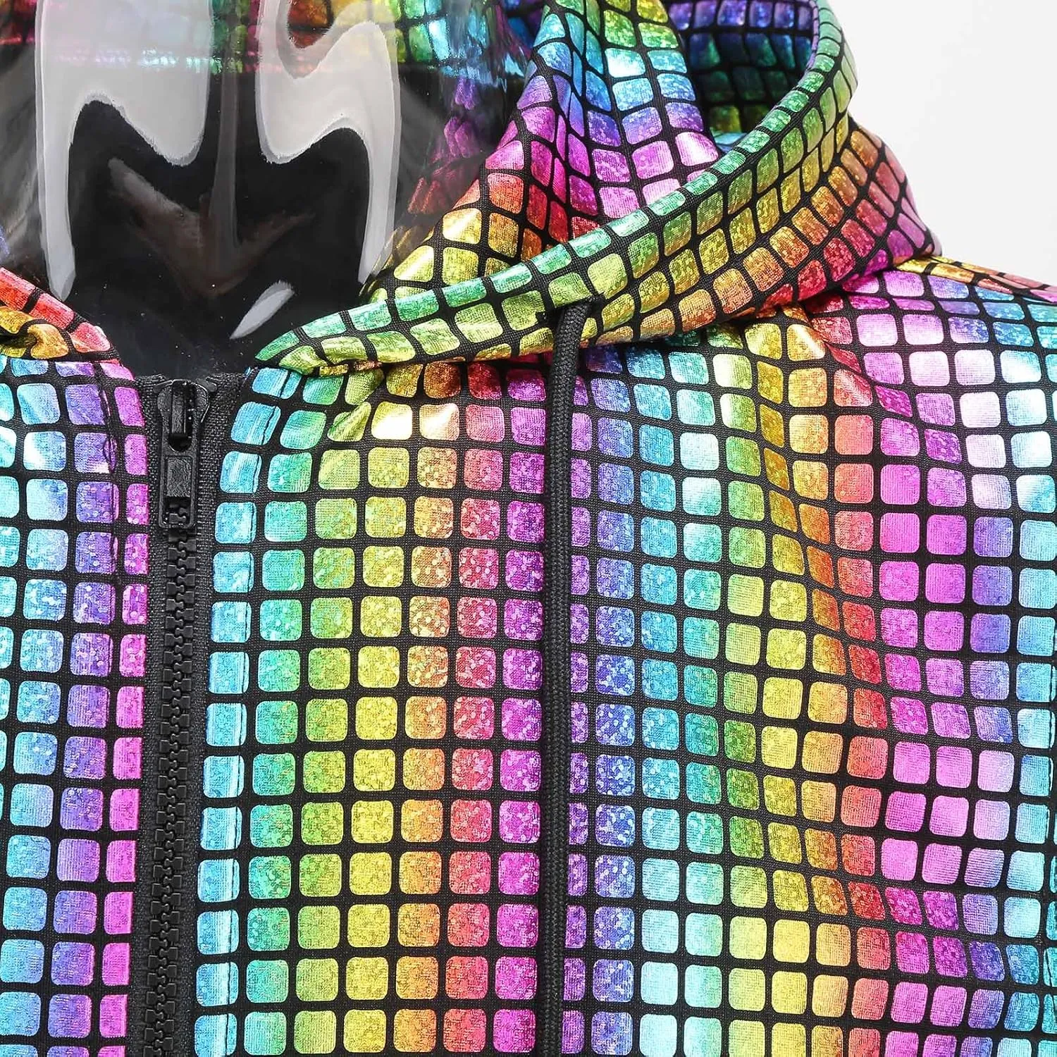 GRAJTCIN Metallic Sleeveless Hooded Vest for Men Zip Up Disco Vest Metallic Shirts