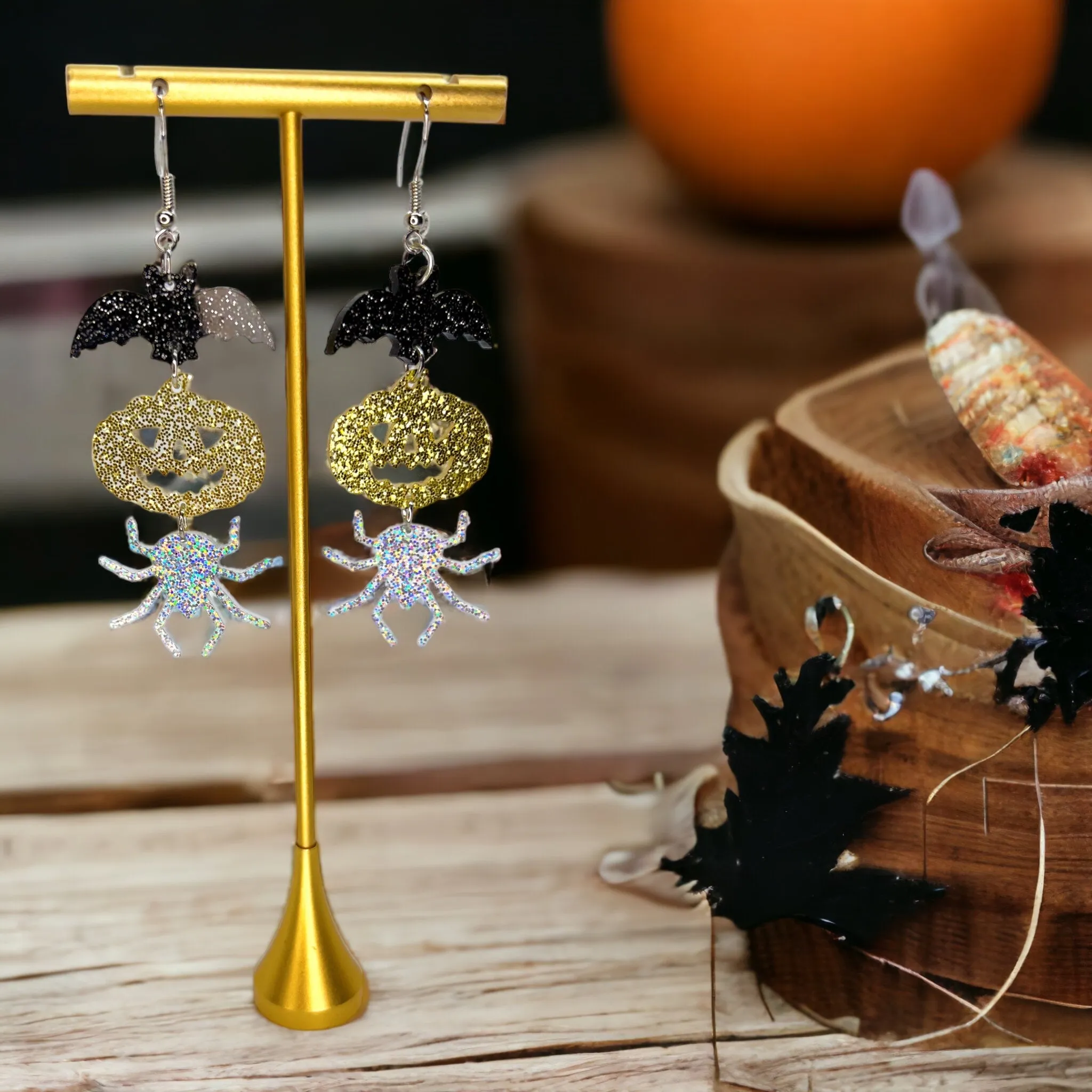Halloween Earrings - Spider Earrings, Halloween Accessories , Pumpkin Earrings, Halloween Costume, Halloween Teacher