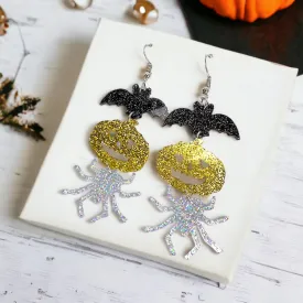 Halloween Earrings - Spider Earrings, Halloween Accessories , Pumpkin Earrings, Halloween Costume, Halloween Teacher
