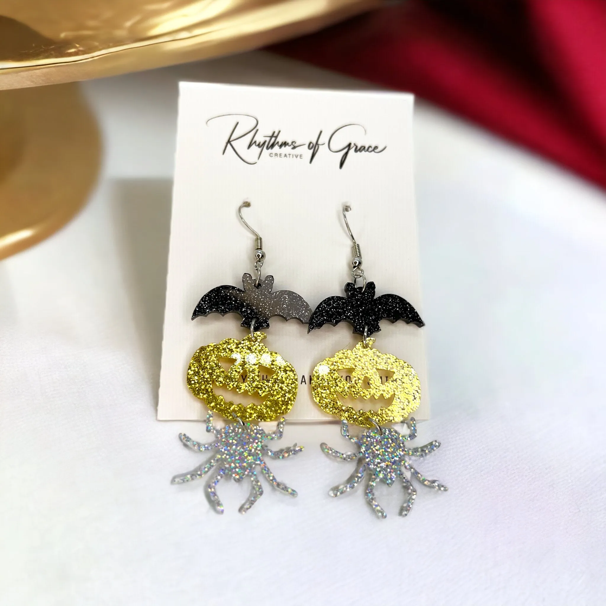 Halloween Earrings - Spider Earrings, Halloween Accessories , Pumpkin Earrings, Halloween Costume, Halloween Teacher