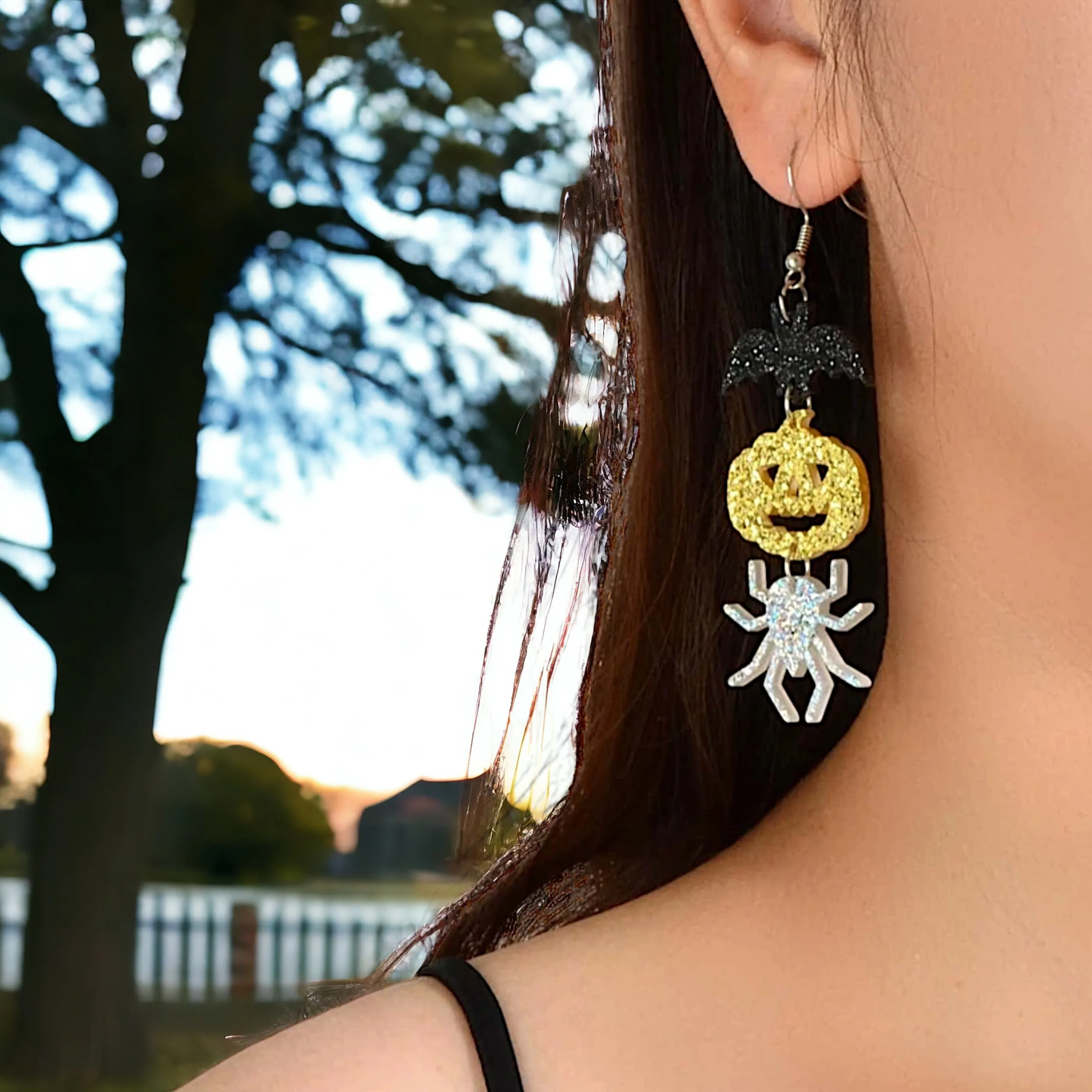 Halloween Earrings - Spider Earrings, Halloween Accessories , Pumpkin Earrings, Halloween Costume, Halloween Teacher
