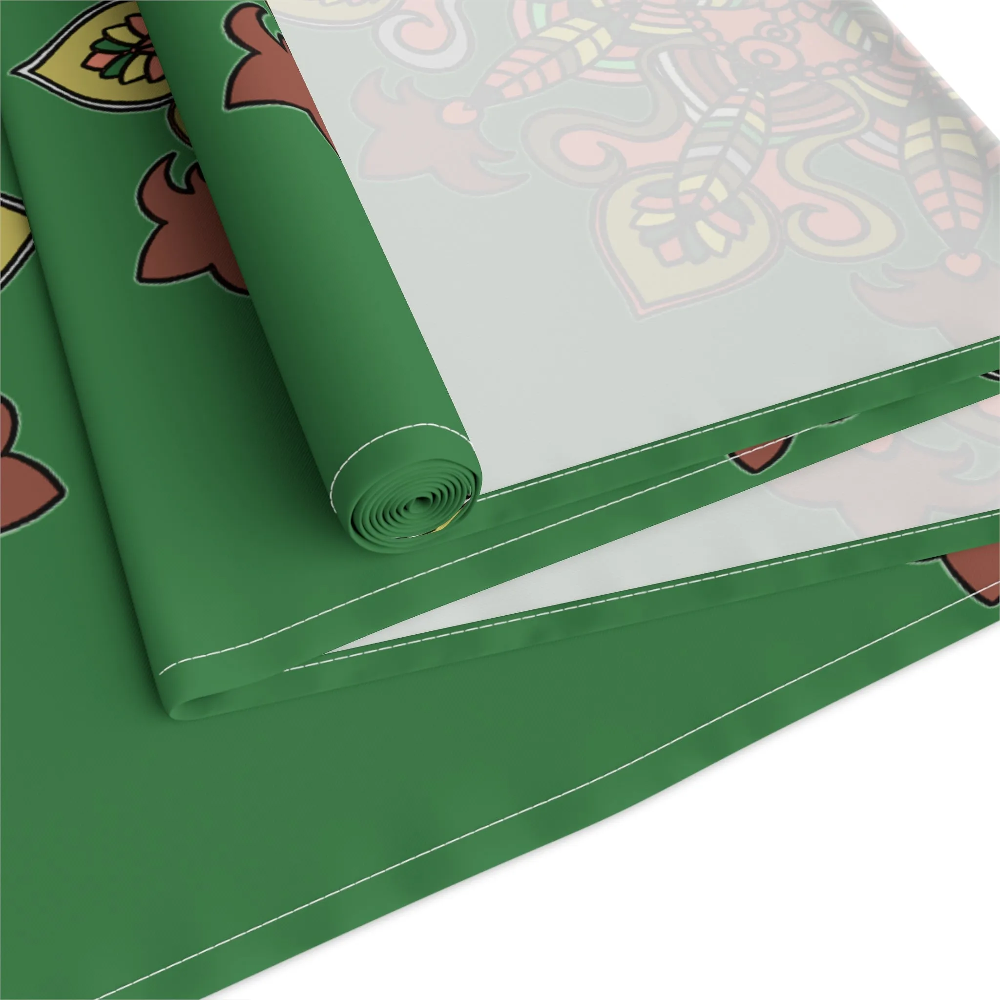 Hand Drawn Mandala Art Christmas Table Runner - Green