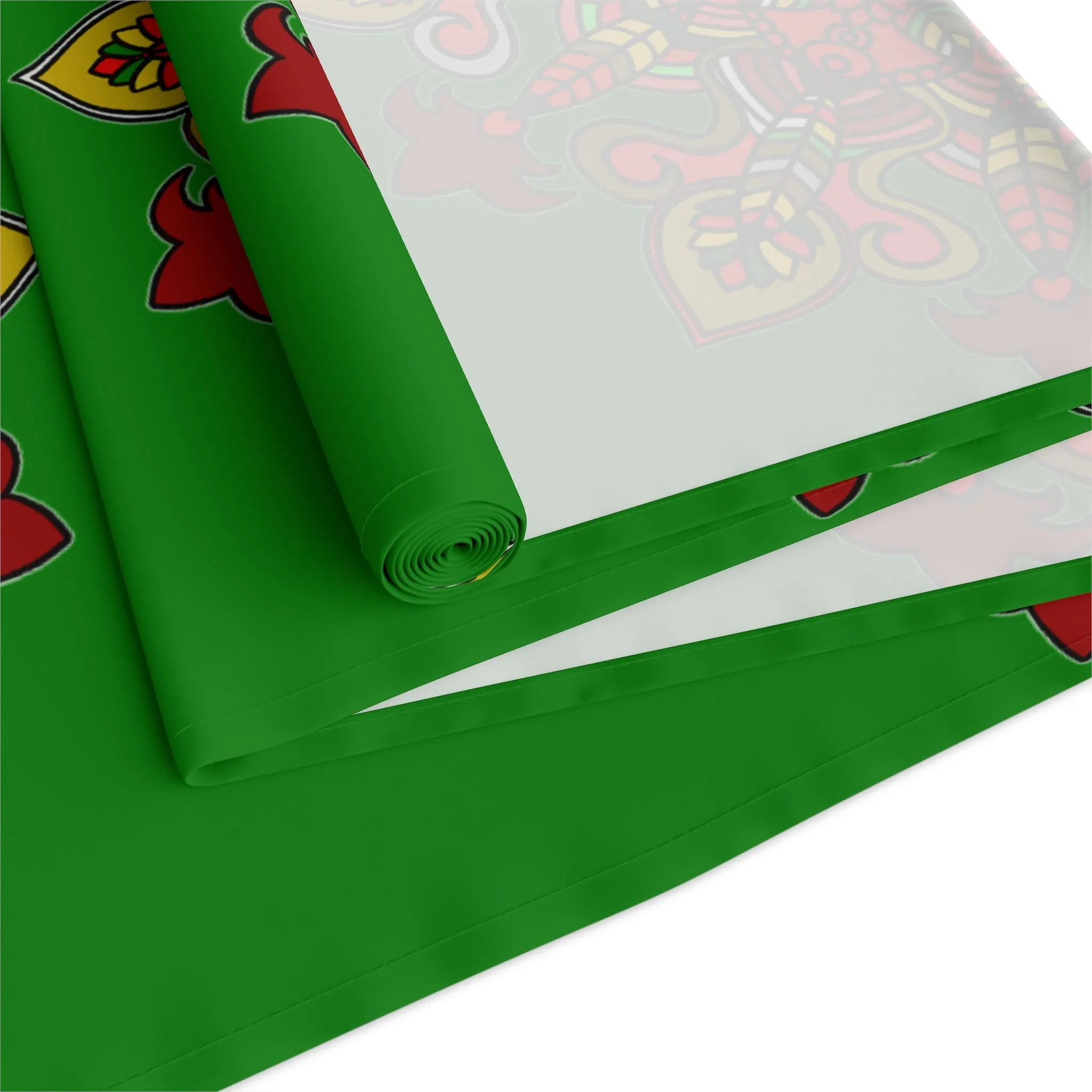 Hand Drawn Mandala Art Christmas Table Runner - Green