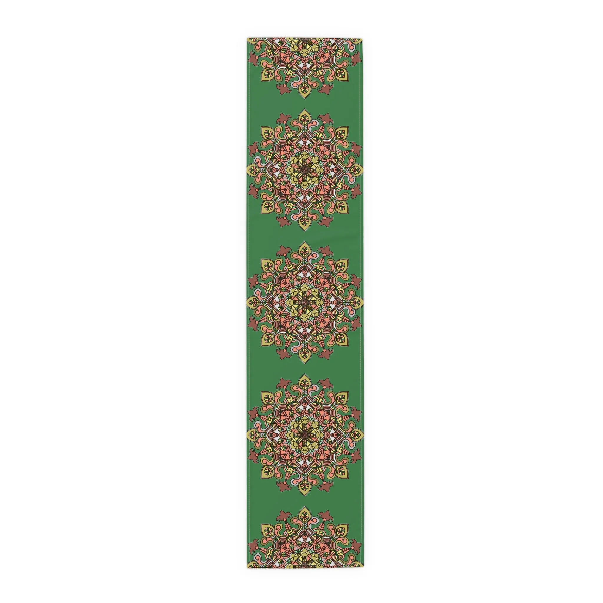 Hand Drawn Mandala Art Christmas Table Runner - Green