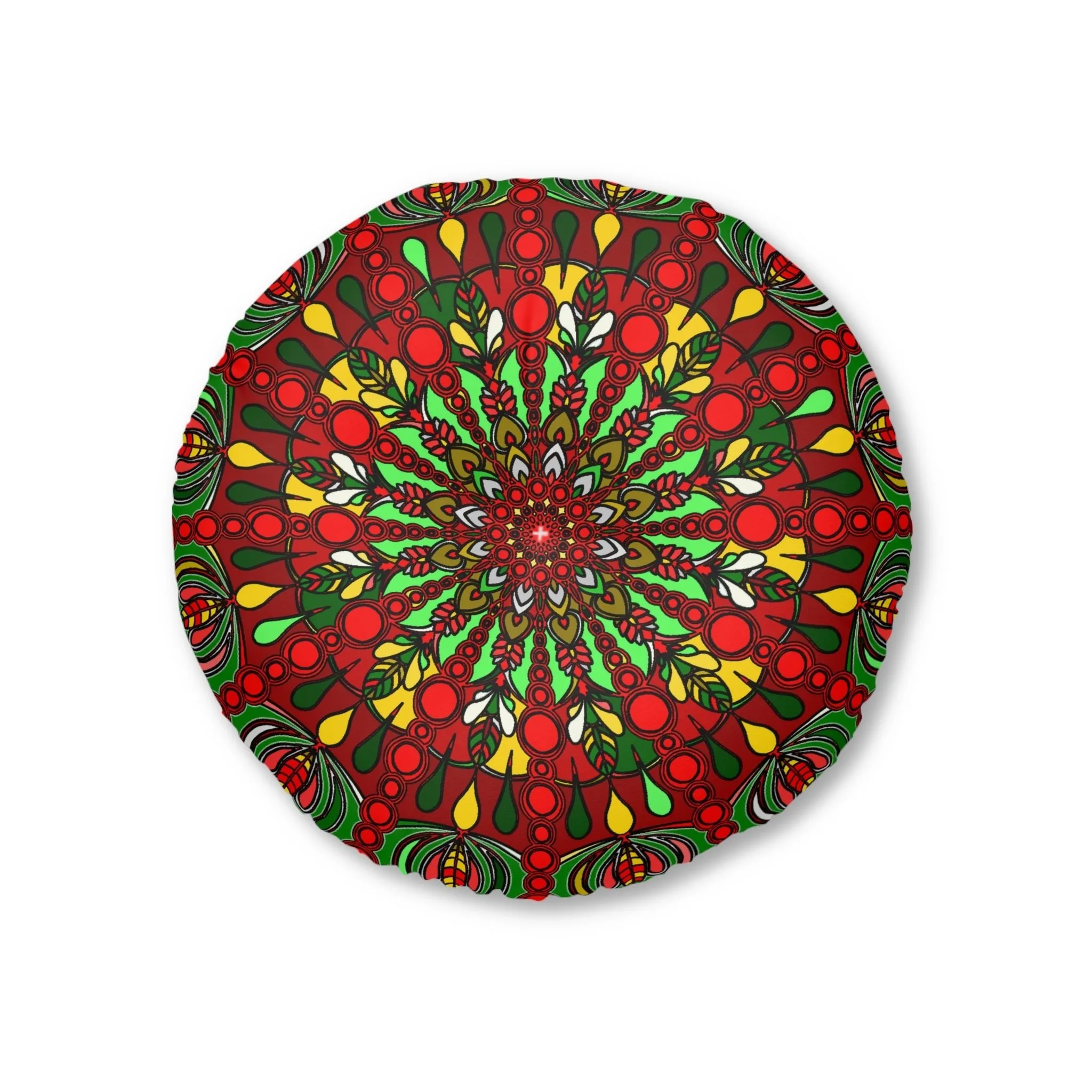 Handmade Mandala Art Floor Cushion - Round Tufted Pillow
