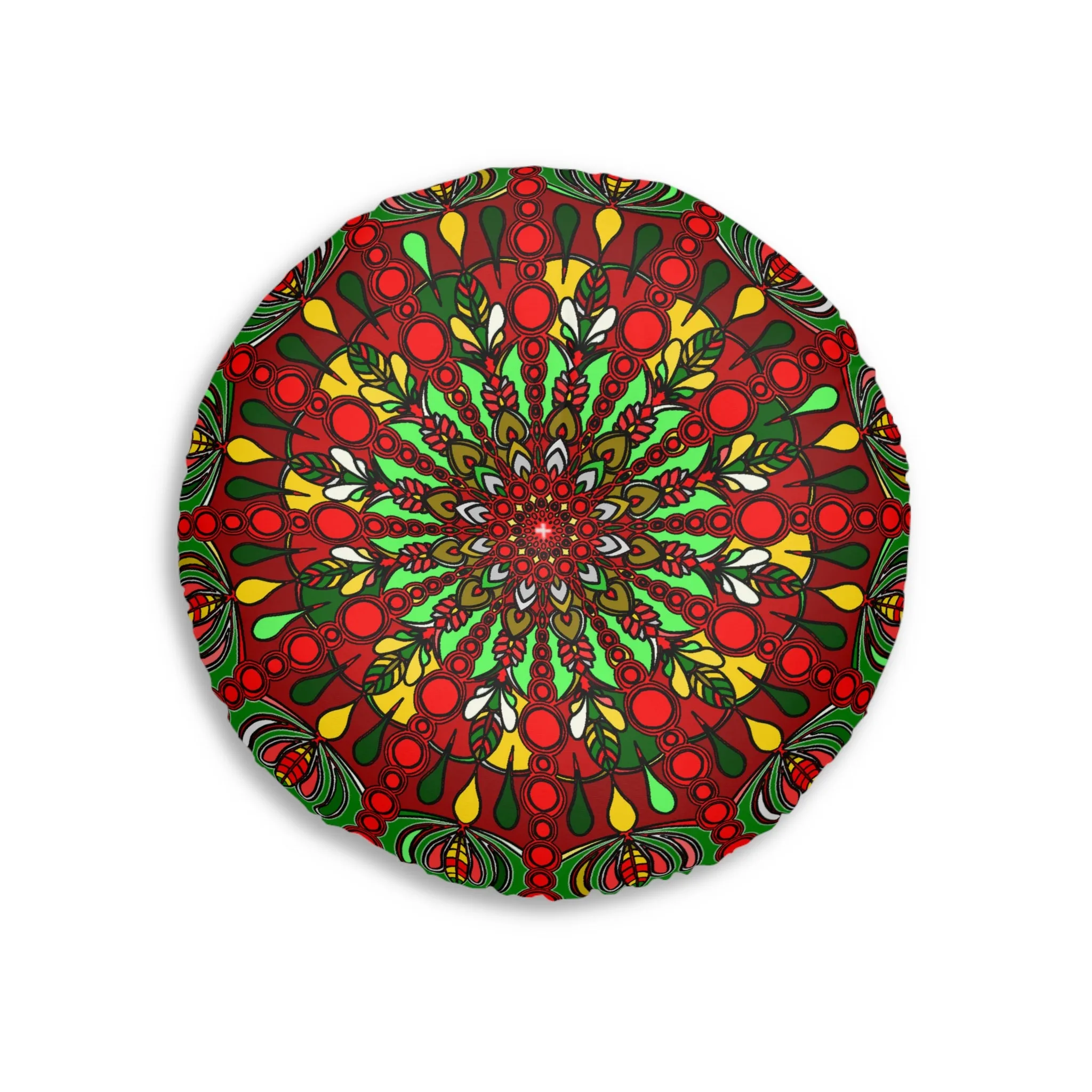 Handmade Mandala Art Floor Cushion - Round Tufted Pillow