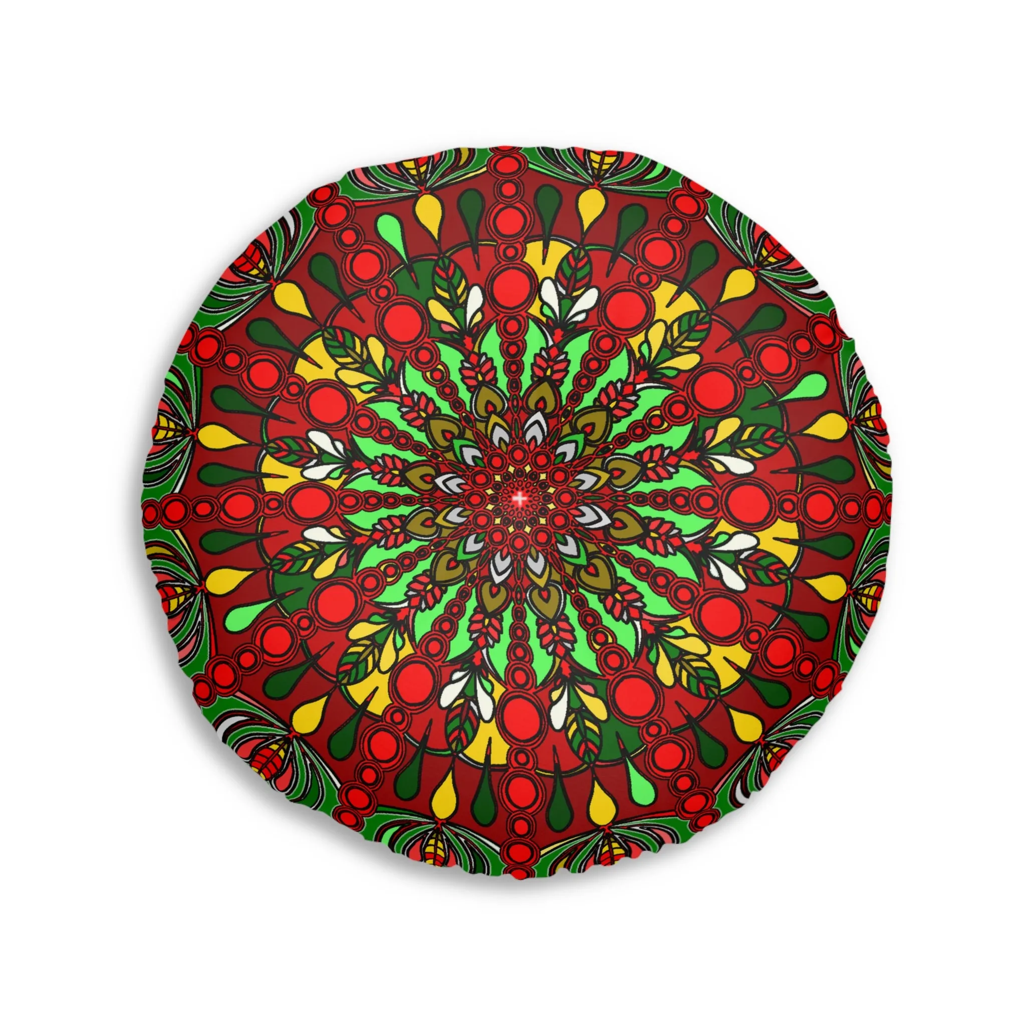 Handmade Mandala Art Floor Cushion - Round Tufted Pillow