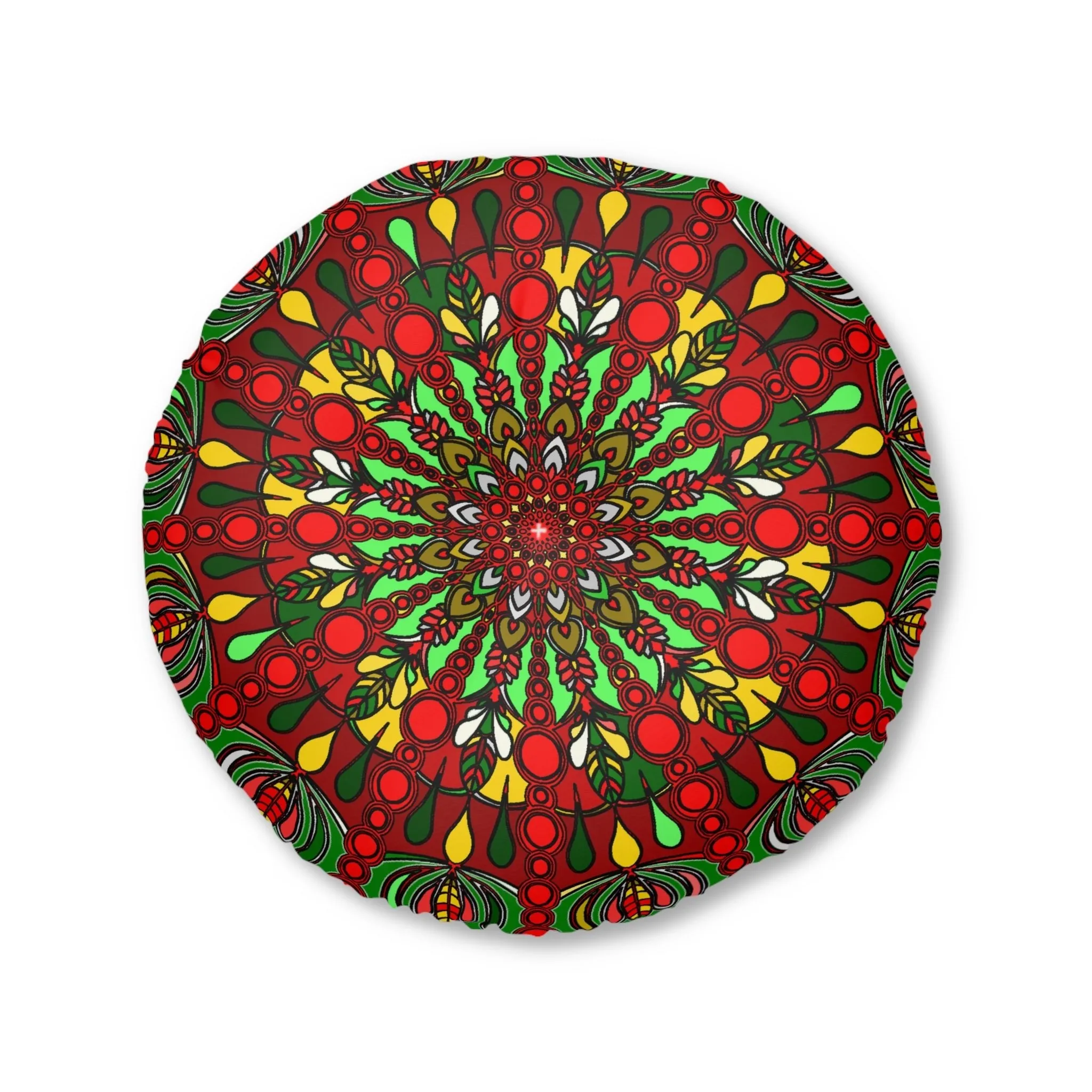 Handmade Mandala Art Floor Cushion - Round Tufted Pillow