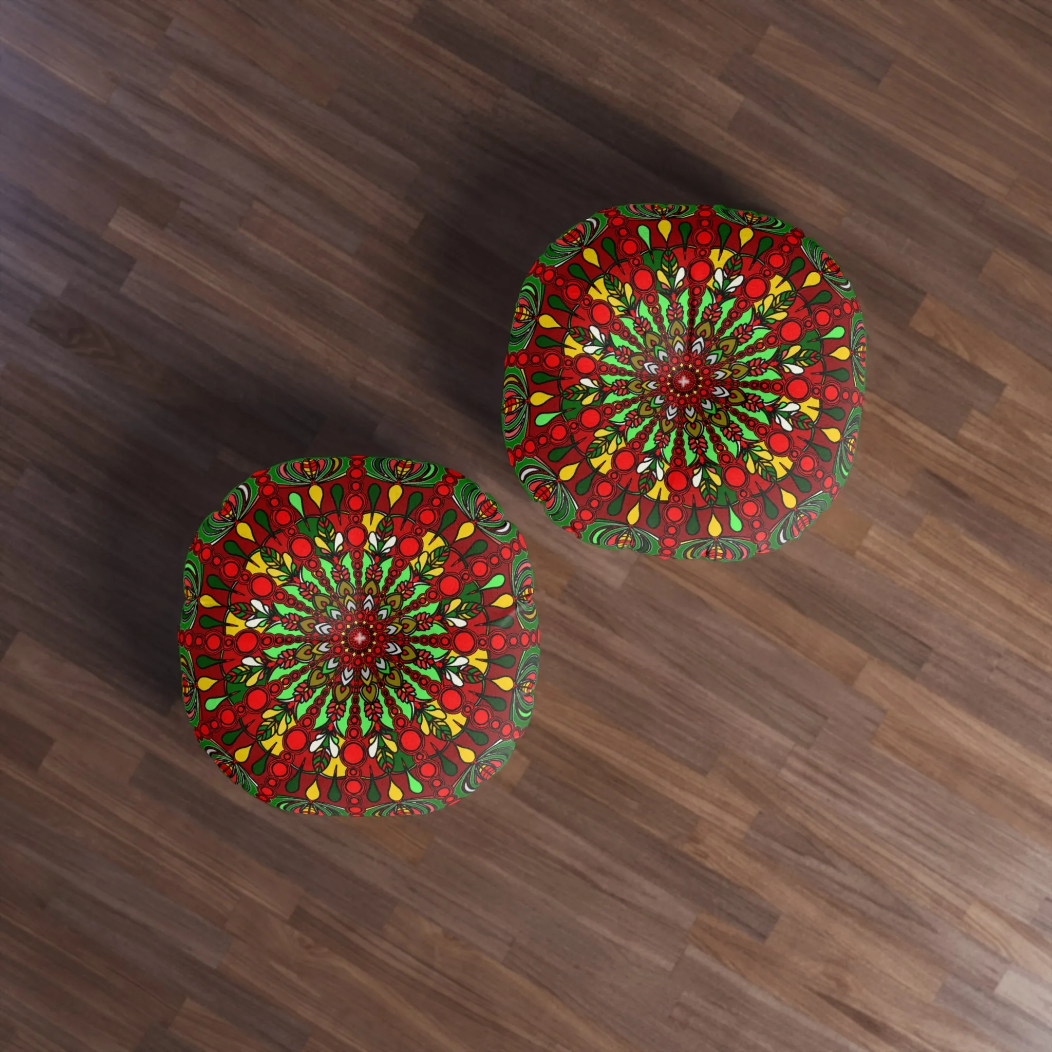 Handmade Mandala Art Floor Cushion - Round Tufted Pillow