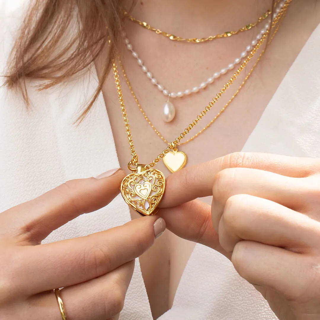 Heart Locket Necklace | Gold