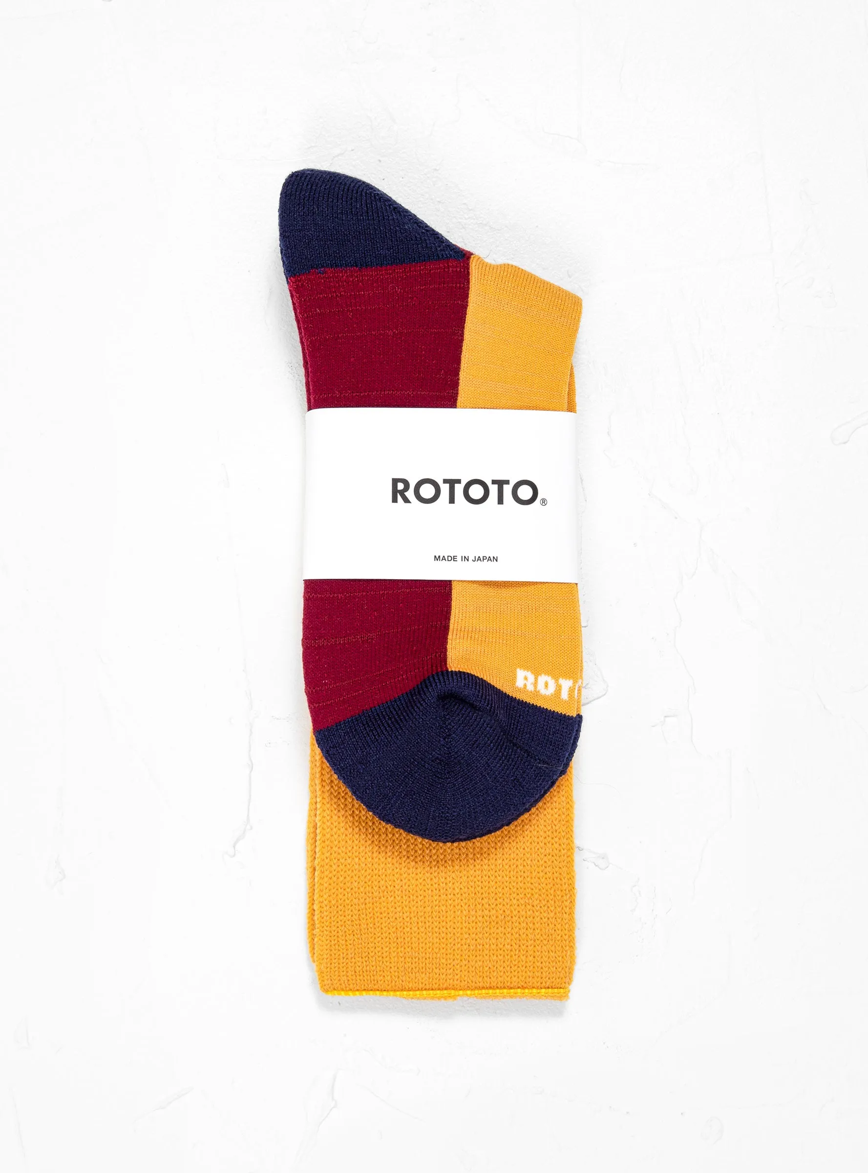 Hybrid Pile Crew Socks Yellow, Burgundy & Navy