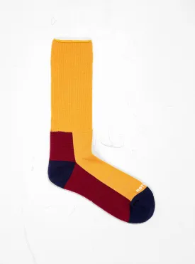 Hybrid Pile Crew Socks Yellow, Burgundy & Navy
