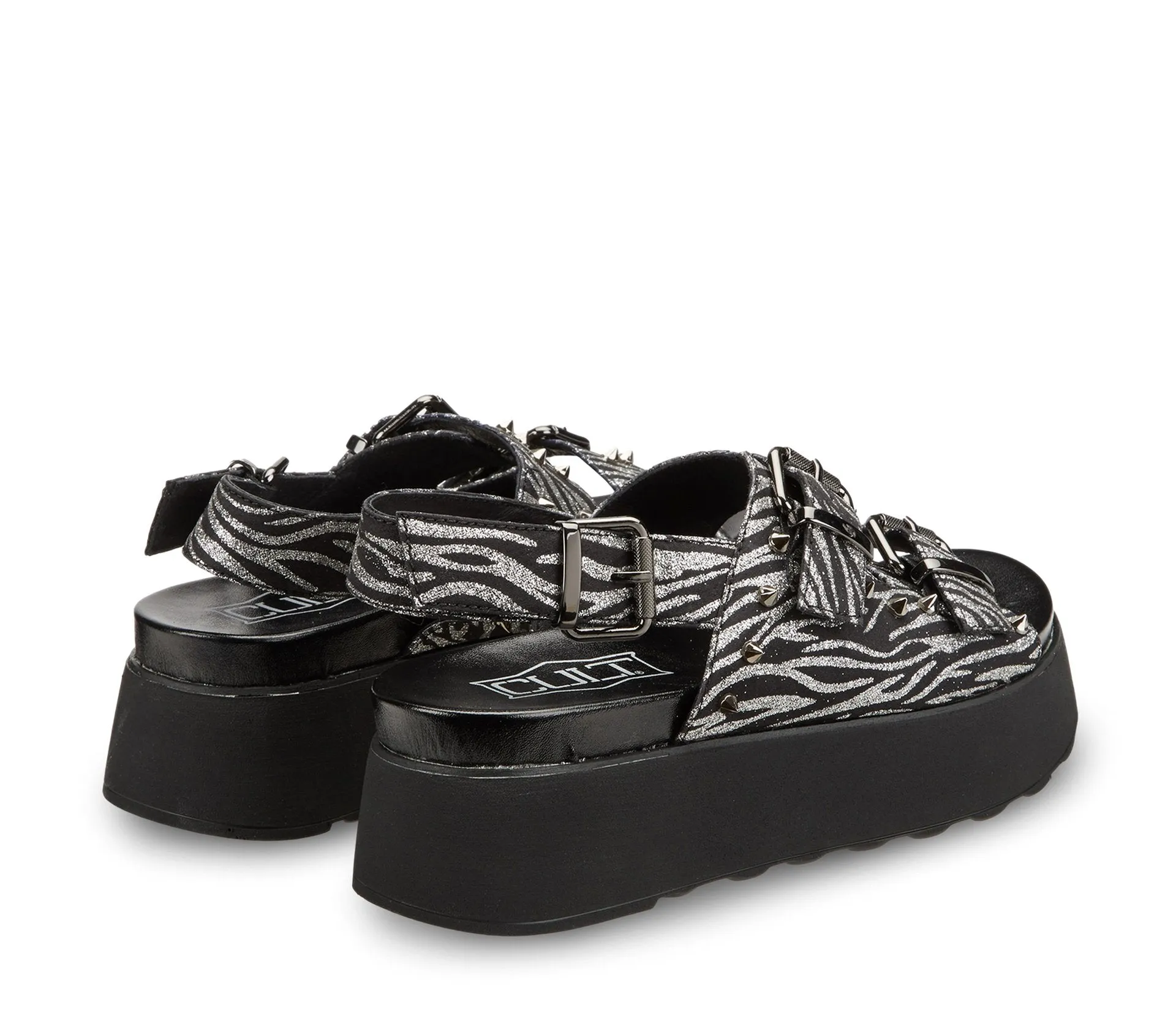JANIS 3273 SANDAL W GLITTER SILVER ZEBRA/LEATHER BLACK