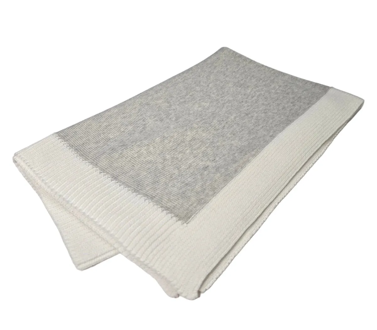 Jersey Knit Blanket with Contrast Rib Border