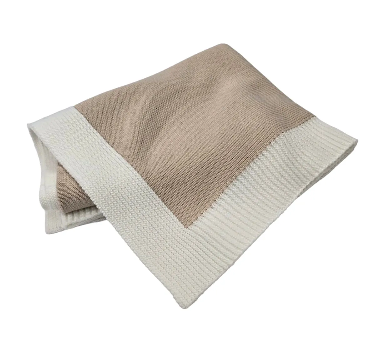 Jersey Knit Blanket with Contrast Rib Border