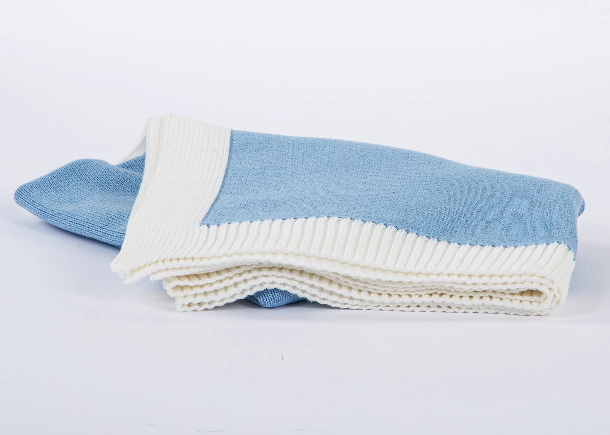 Jersey Knit Blanket with Contrast Rib Border
