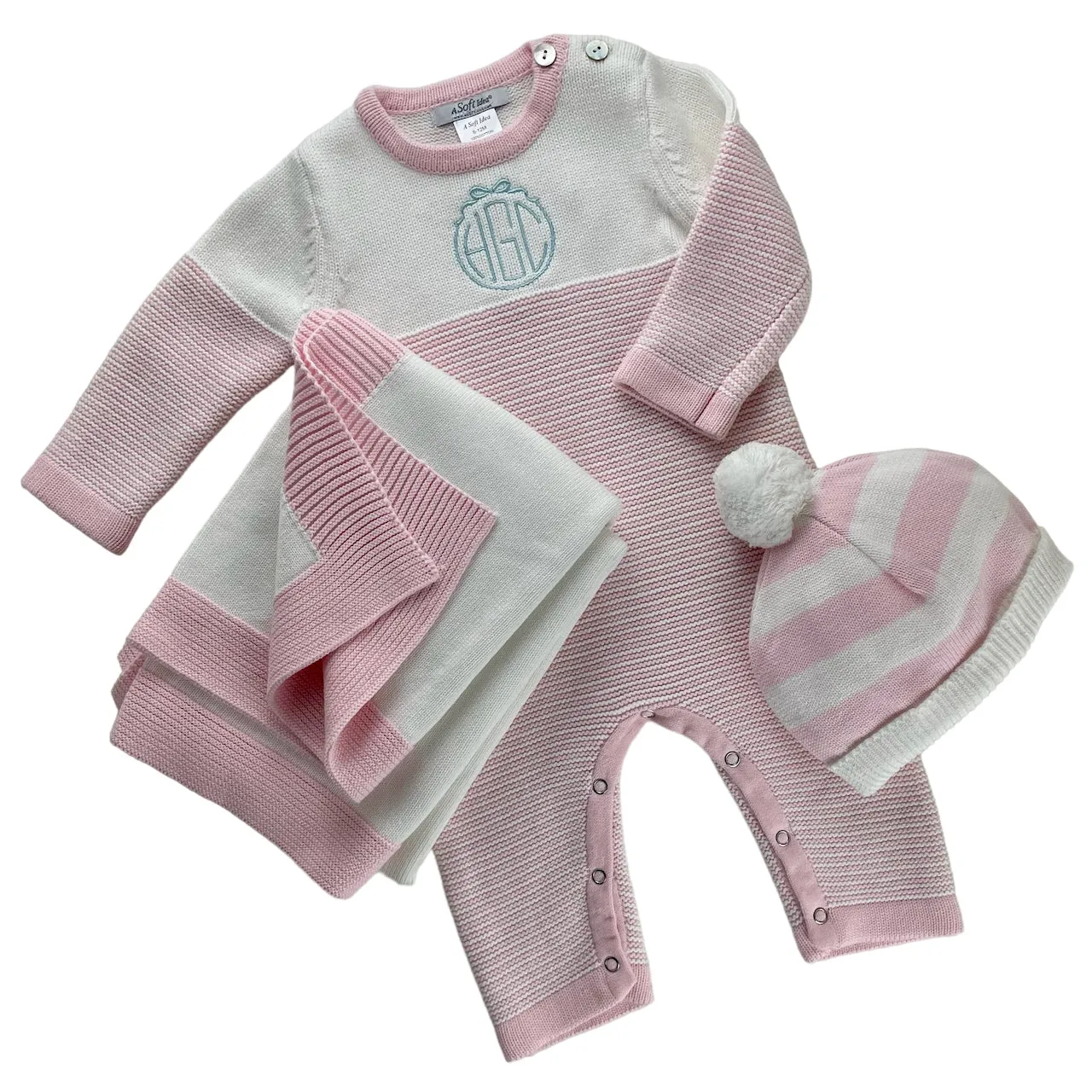 Jersey Knit Blanket with Contrast Rib Border