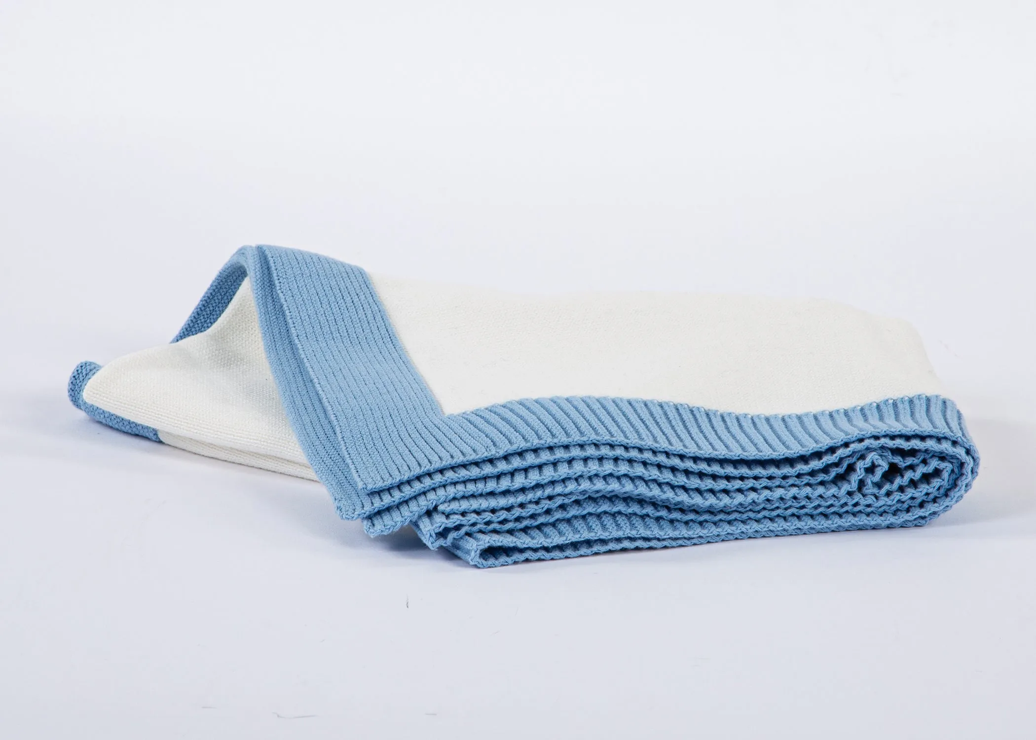 Jersey Knit Blanket with Contrast Rib Border