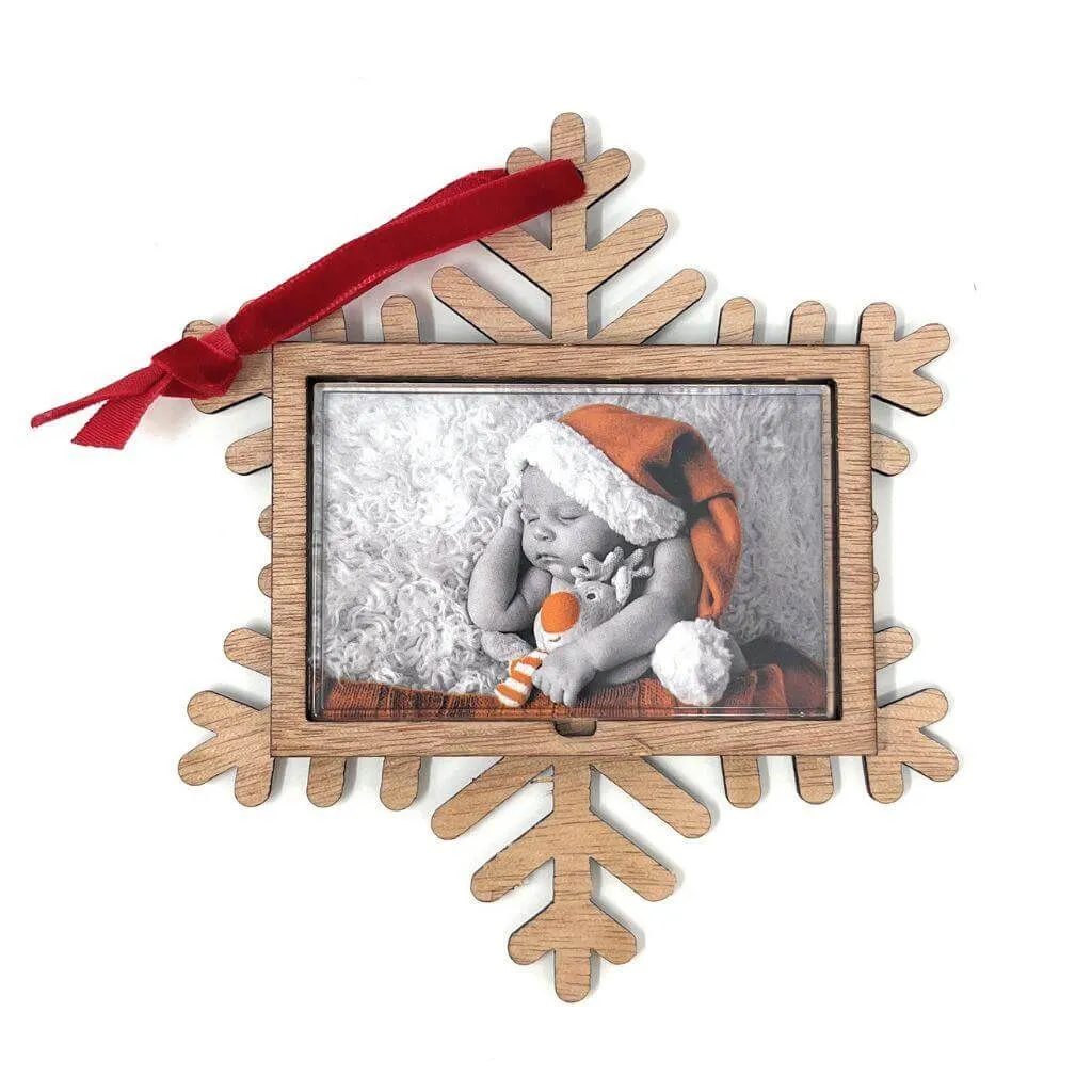 L4 Wooden Snowflake Hanger - Insert 70 x 45mm - Pack of 6