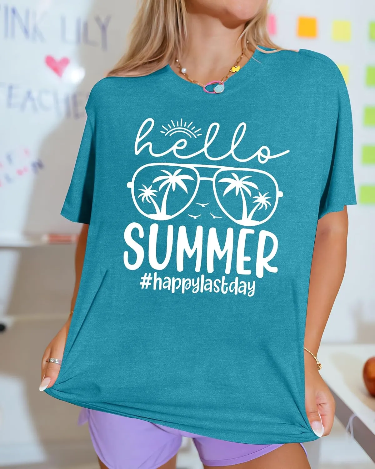 Last Day of School Teacher Shirt: Women Hello Summer T-Shirt School's Out for Summer Happy Graduation Gifts Teacher Tops